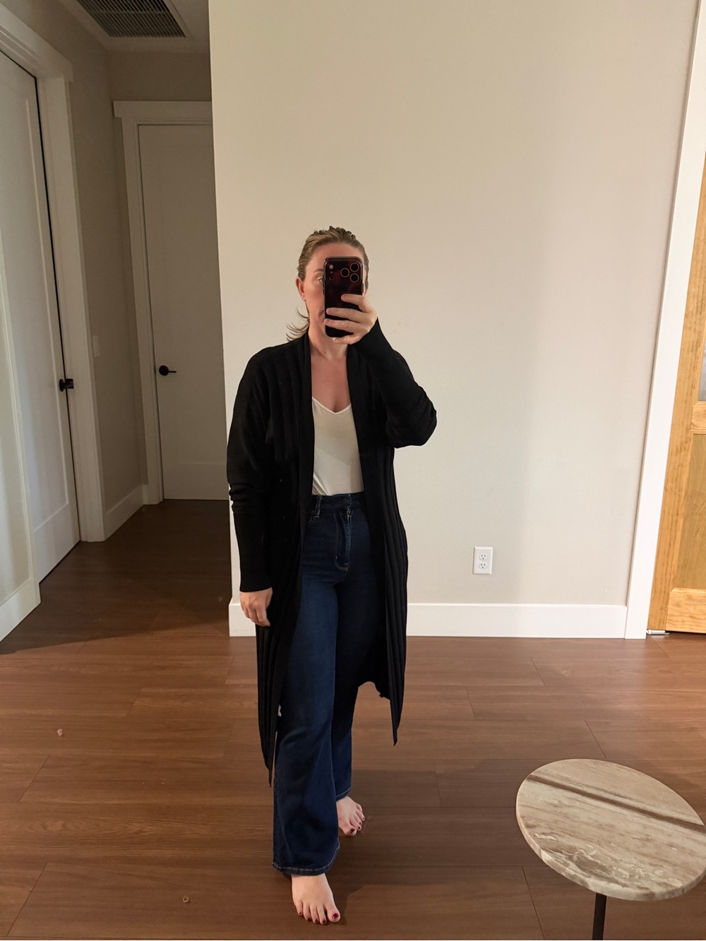 Express Black Open-Front Long Cardigan Sweater